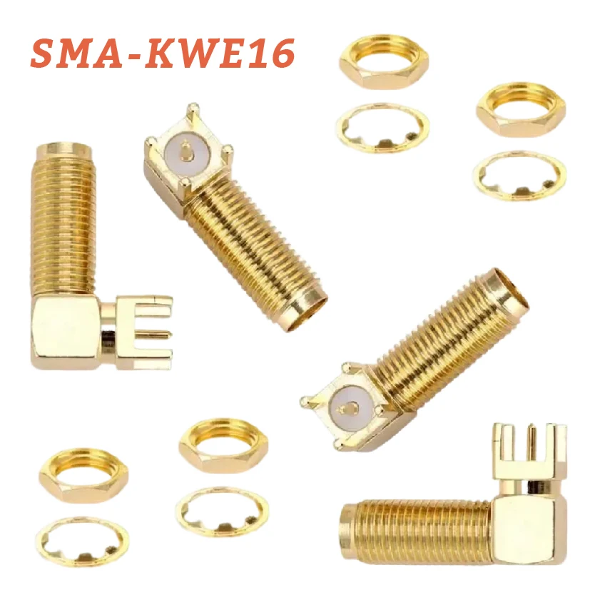 

90 Degree Female Jack Adapter Solder Edge PCB Mount RF Copper Plug Socket SMA-KWE16 PCB Connector