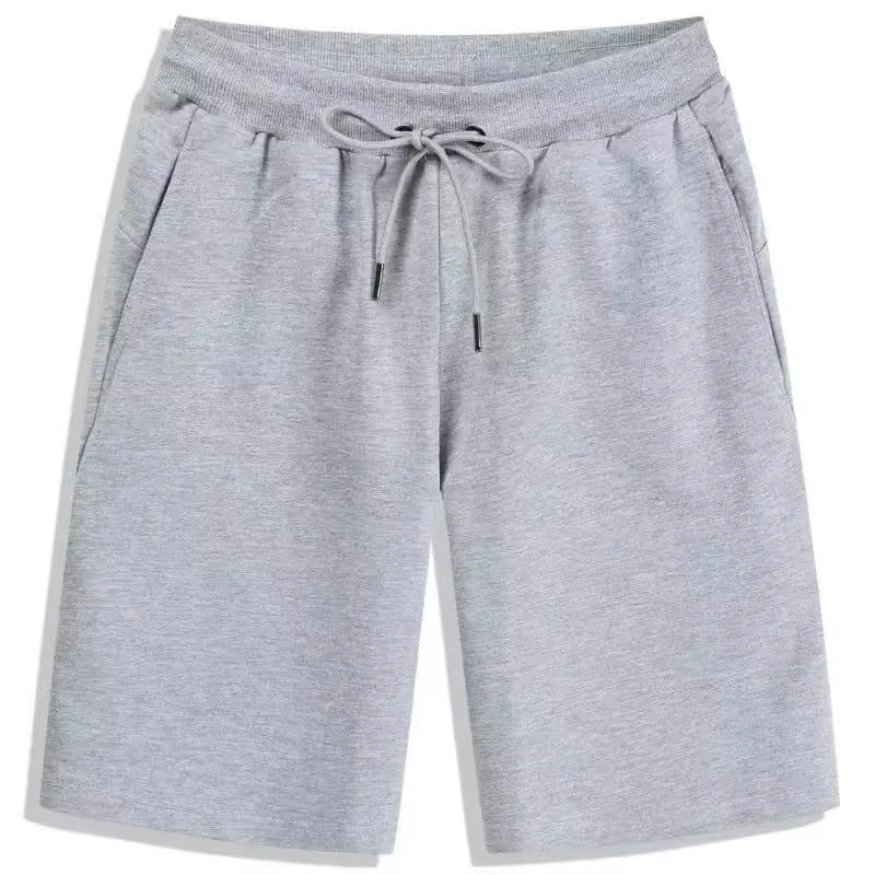 Pantalones cortos lisos de verano para hombre, pantalones cortos elásticos con cordón, pantalones cortos holgados para Fitness, deportes transpirables, traje de algodón de 5 piezas, pantalones casuales