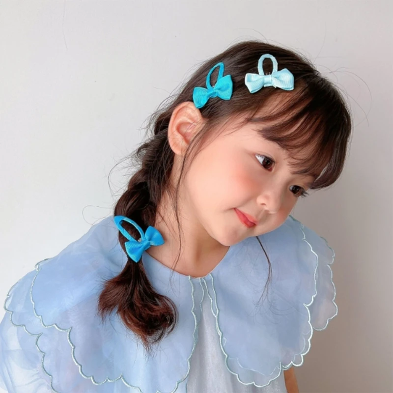 Set of 6pcs Fabric Hair Bows for Girls Kids Bowknot Hair Pin Sweet Hairclip Fashion Hair Decors Child Hair Barrettes QX2D