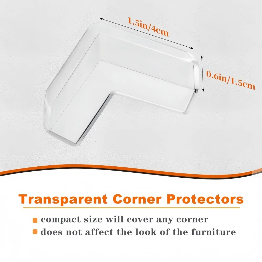 20pcs Transparent PVC Corner Protectors Durable Safety Guards for Power Outlets&Table Edges-Clear Adhesive Corner Guards