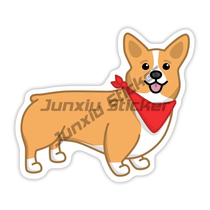 

Самоклеящаяся наклейка с изображением корги в бандане, водонепроницаемая автомобильная наклейка для бампера, заднего стекла, мотоцикла, ноутбука