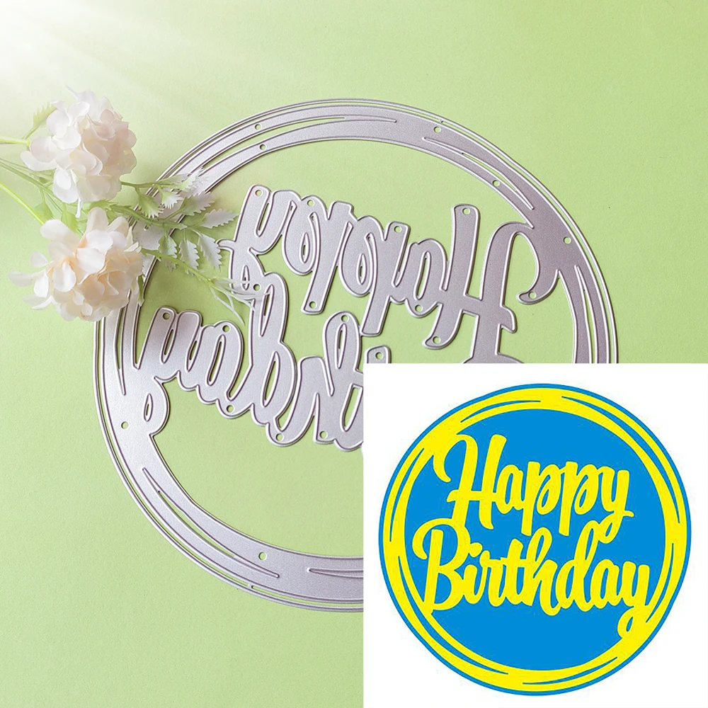 

New 18cm circular Happy Birthday cutting dies scrapbook decoration embossed photo album decoration card making DIY crafts