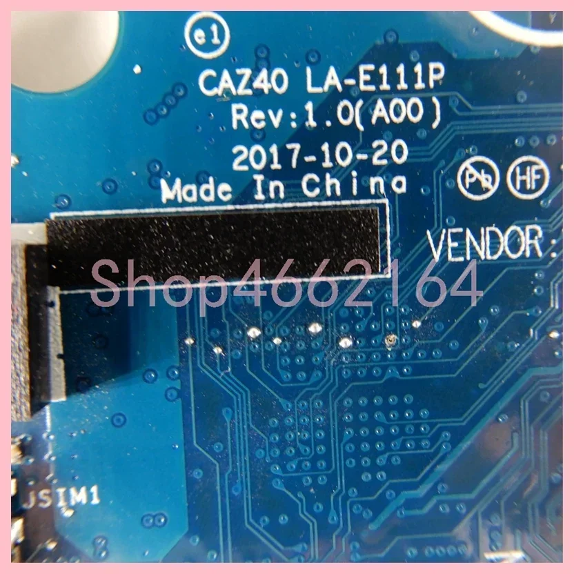 LA-E111P i3/i5/i7-7th Gen CPU 4GB/8GB/16GB RAM Notebook Mainboard For Dell Latitude 12 5289 13 7389 Laptop Motherboard Tested OK