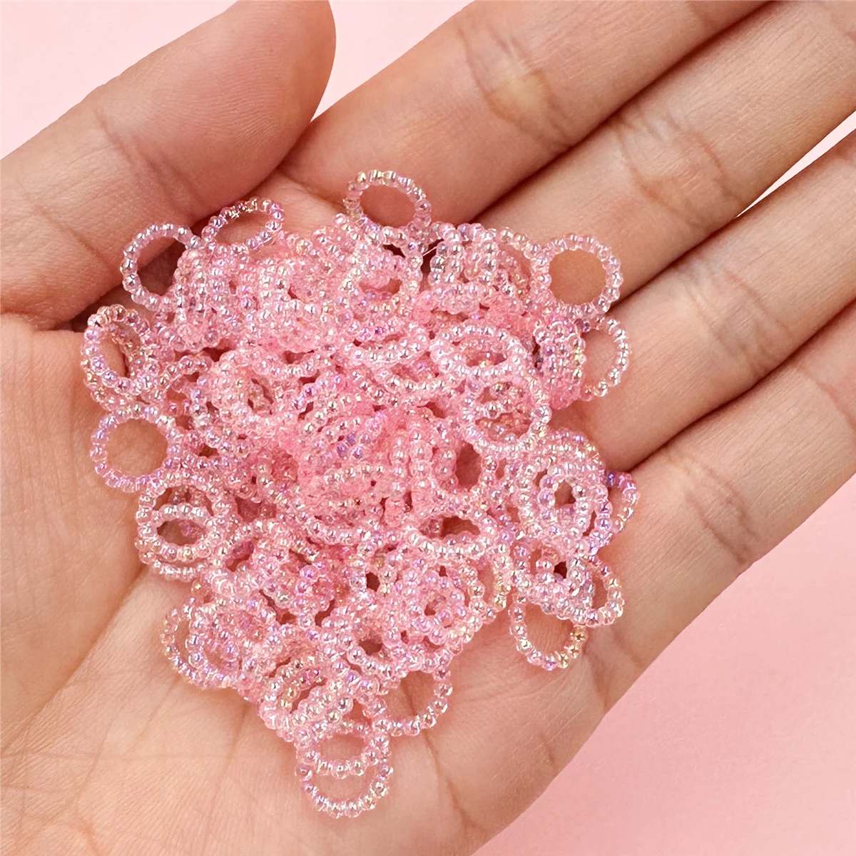 100pcs ABS Imitation Pearl Hollowed Out Round Rings Patches Material Fashion Decorative DIY Jewelry Accessories