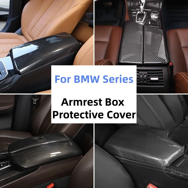 

For BMW 3 4 5 6 Series X3 X4 X5 X6 2005-2026ABS Carbon Fiber Car Armrest Box Stowing Tidying Cover Trim Stickers Car Accessories