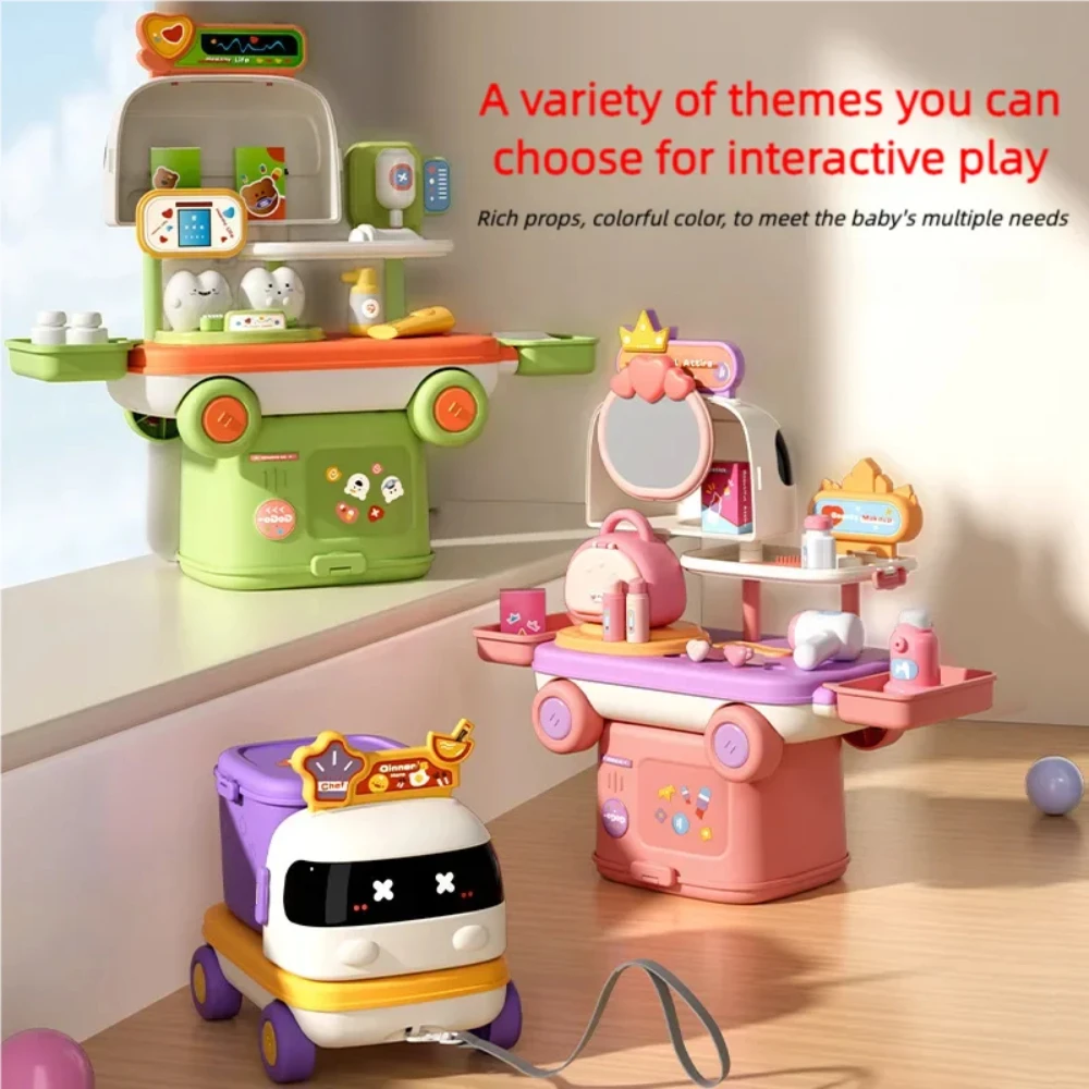 WizKidz 2-in-1 Transformable Car Toy Set Three Styles with Doctor Beauty & Cook for Interactive Play & Imaginative Fun for Kids