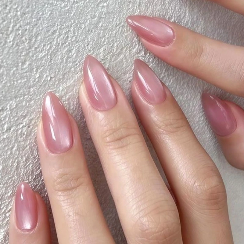Wine Red Cat Eye Nail Art False Nails Set