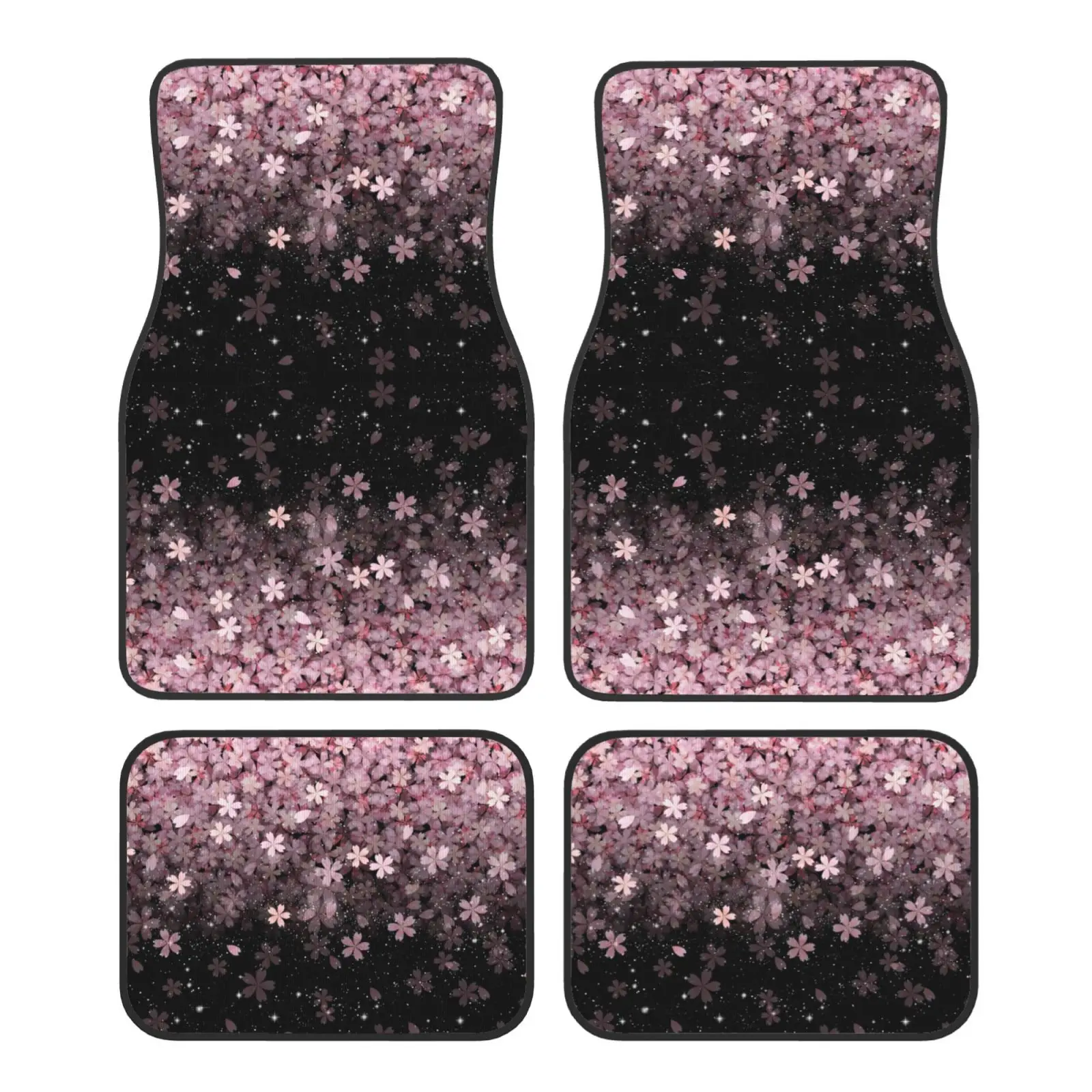 

Pink Cherry Blossom Print Car Floor Mats of 4 Pieces Anti Slip Front Rear Foot Mats Universal Car Accessories for SUV Van Truck