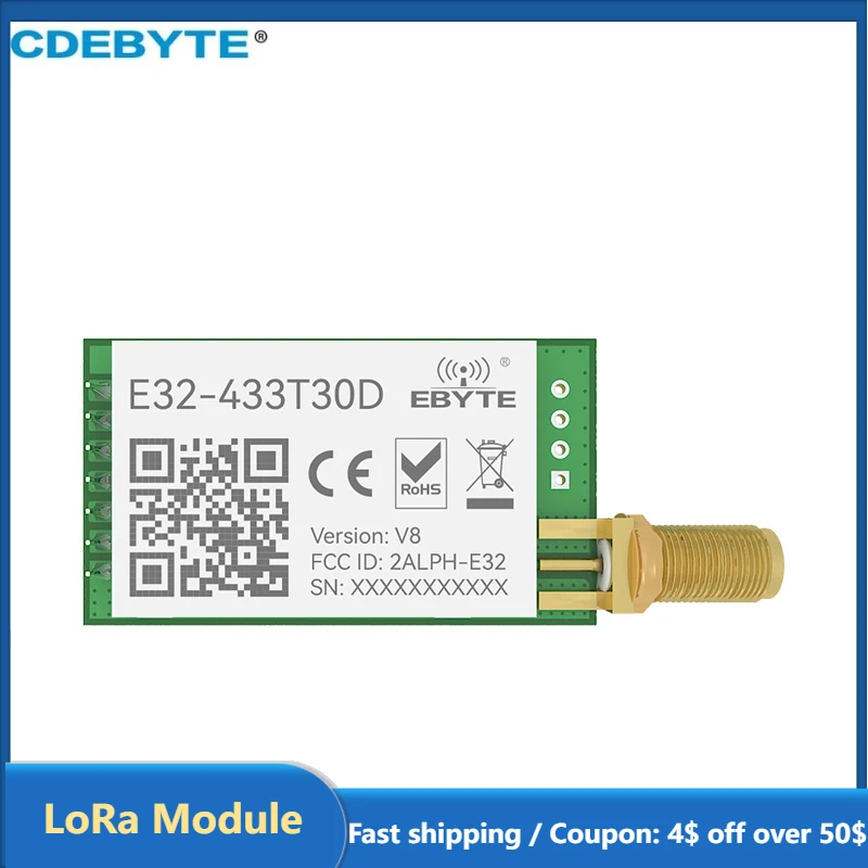 【セール中】LoRa 433MHz UART IoT 長距離ワイヤレストランシーバートランスミッターレシーバー EBYTE E32-433T30D V8 モジュール 1 ワット SMA アンテナ