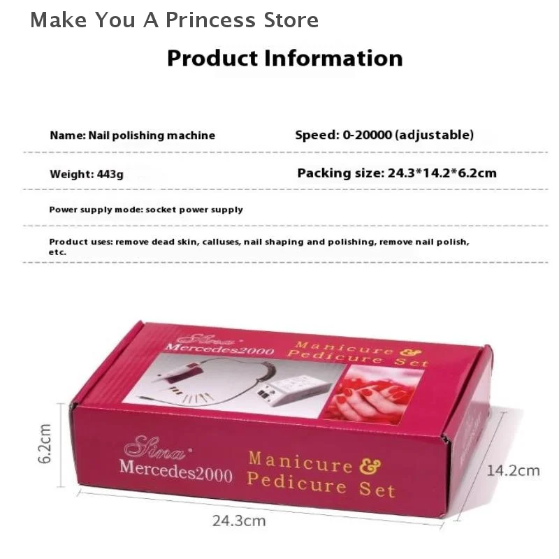 Kit testa per lucidatura delle unghie per manicure elettrica portatile per trapano per unghie per smalto gel Attrezzatura professionale per salone di strumenti per manicure