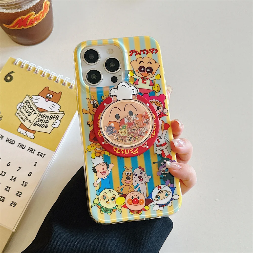 Funda de teléfono con soporte magnético de dibujos animados Kawaii para iPhone 13, 14, 15 y 16 Pro Max, soporte para batido, Fundas con protección contra golpes bonitas para 16