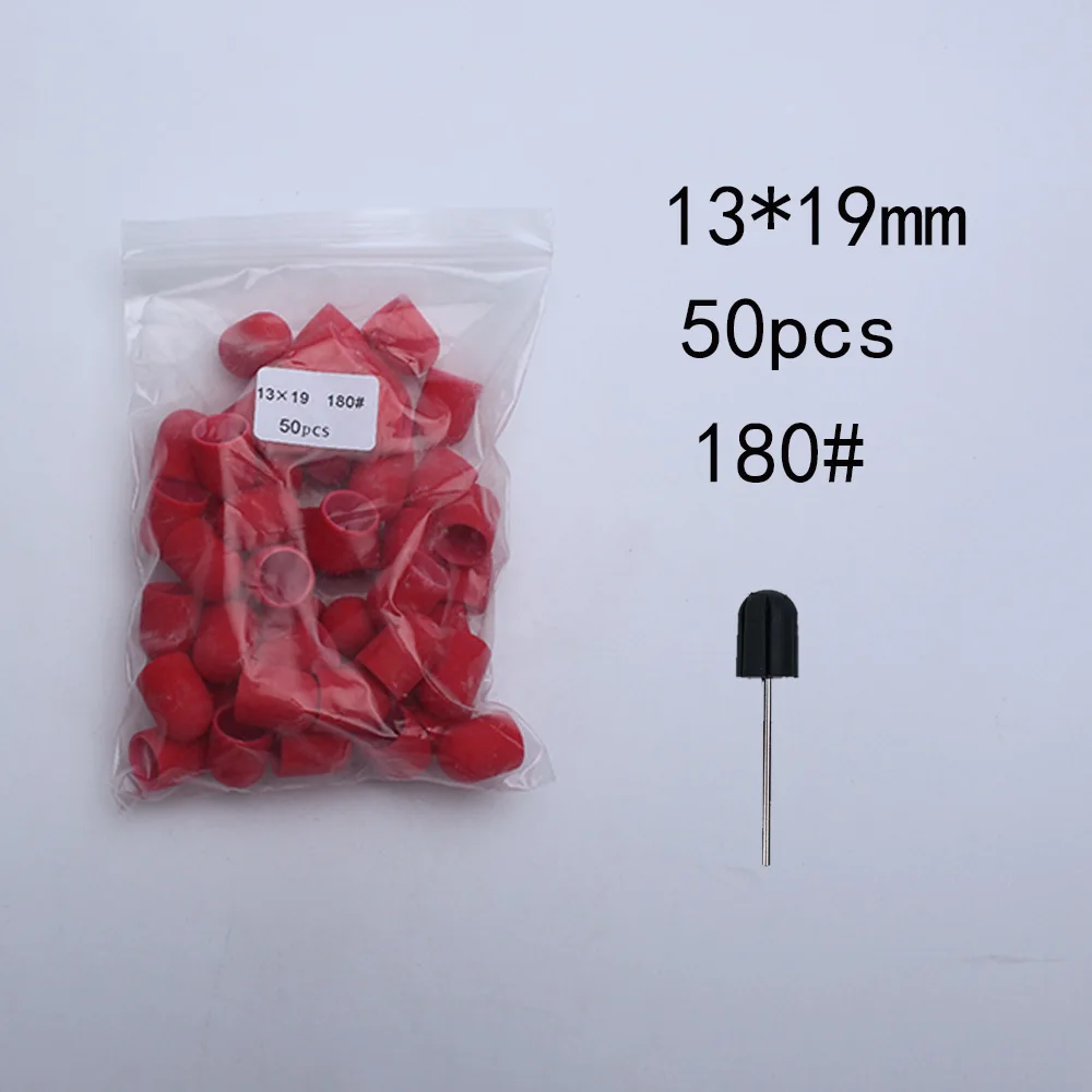 50 Stück Nagelschleifkappen mit Gummi-Pediküreblock – elektrische Bohrer für Fußnägel und Polieren.