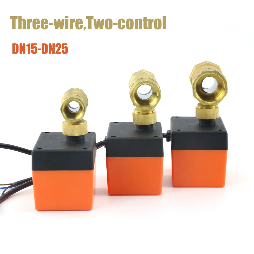 Válvula de bola motorizada de 2 vías de latón de 1/2 "3/4" 1 "DN15/DN20/DN25 válvula solenoide eléctrica de dos controles de tres cables 220V AC 12V DC
