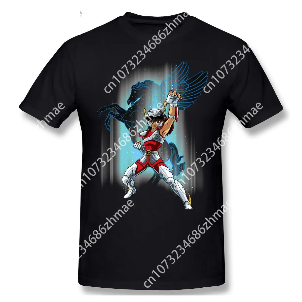 Knights of The Zodiac T Shirt for Mens Short Sleeve Seyia of Pegasus T-Shirt Funny Crewneck Cotton TShirts Tops