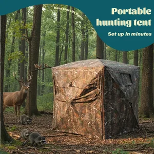 Camouflage Pop-Up Hunting Blind Easy Setup Ground Shelter Outdoor Camo Blind with Storage for Deer Turkey Duck Archery Season