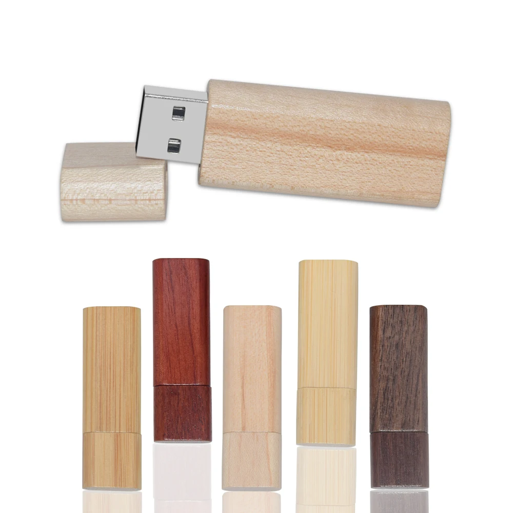 50 buah/lot Usb Flash Drive kayu bisnis 2.0 kayu alami dengan kotak 4GB 8GB 16GB 32GB 64GB stik memori gratis Logo kustom