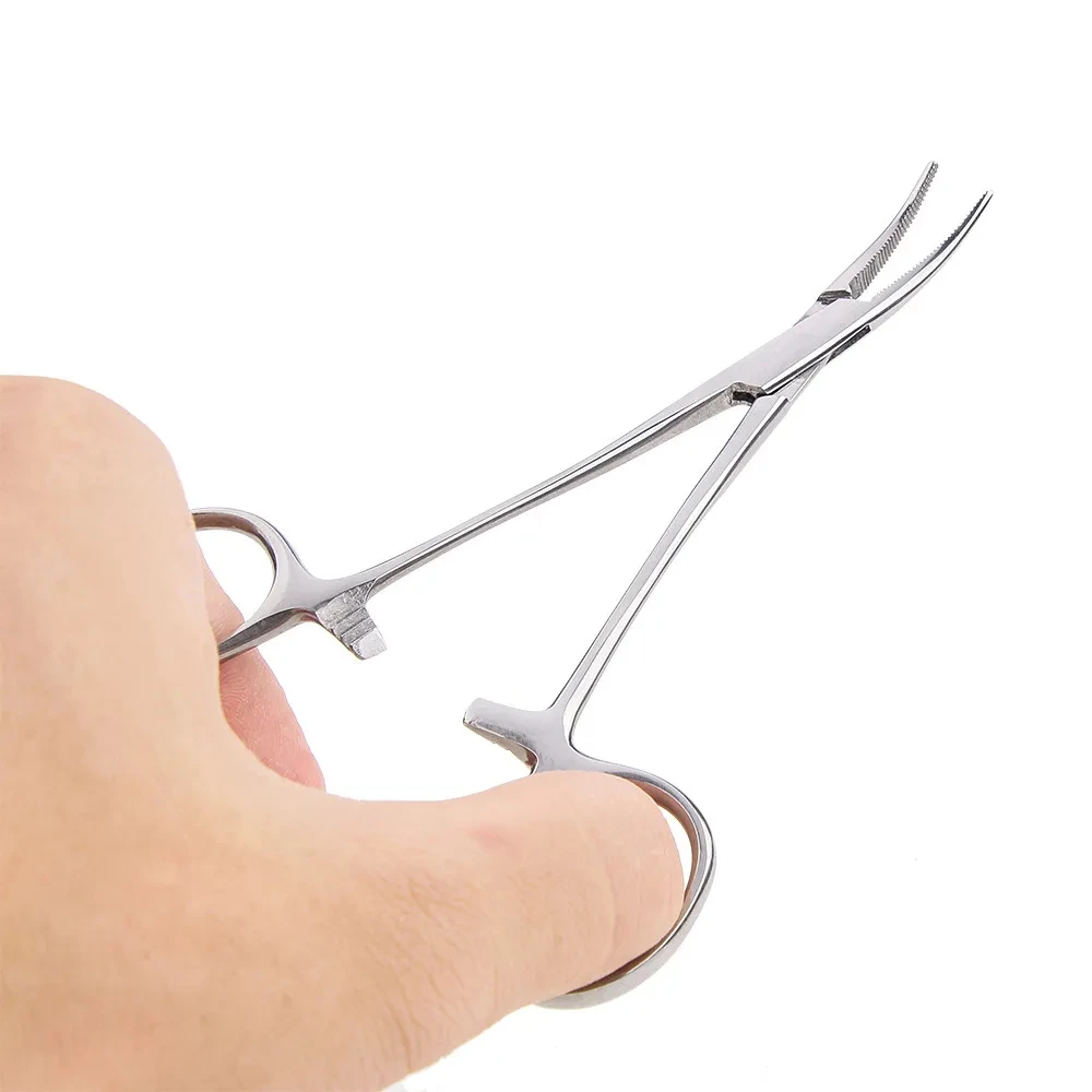 Imagem -02 - Fórceps Hemostático Ferramenta Fórceps Cirúrgico Hemostat Bloqueio Grampos Alicate de Pesca Ponta Curva e Reta 1pc Aço Inoxidável