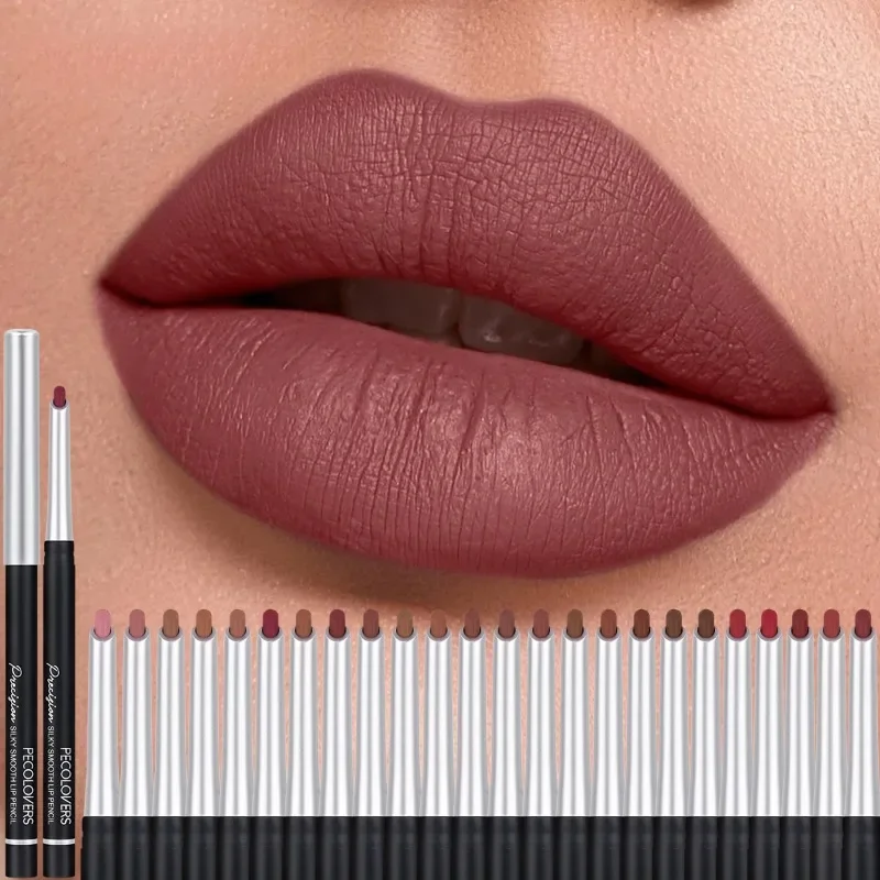 Matita per labbra eyeliner vellutata a doppio scopo Impermeabile resistente al sudore Facile da scivolare Matita per trucco nudo Strumento per trucco di lunga durata