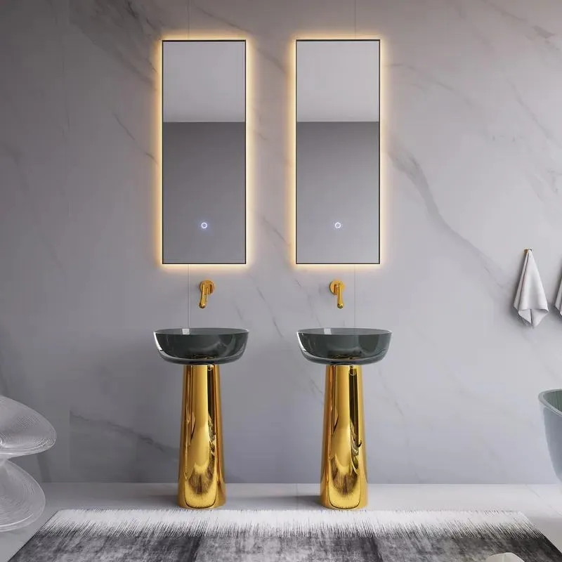 for Commercial luxury freestanding floor-to-ceiling wash basin stainless steel resin rust-proof sink for hotel resort club
