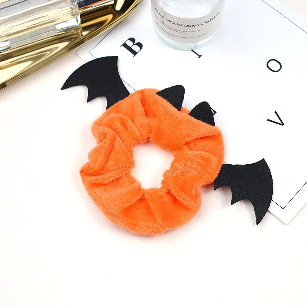 Cute Cartoon Bat Spider Demon Halloween Hair Scrunchies Christmas Elastic for Girls Antlers Hair Ring Horsetail Holder Headwear