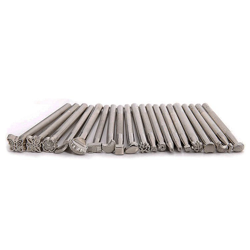 20Pcs Leather Carving Hand Working Saddle Making Tools Engraving Craft Set Leather Printing Leathercraft Tools