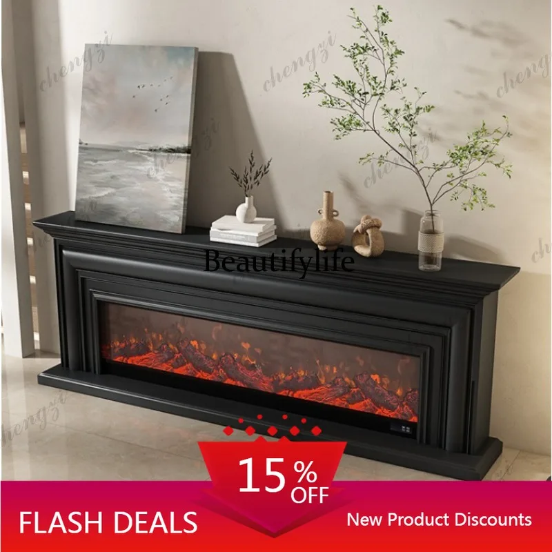 D80 Italian minimalist fireplace TV cabinet simple heating electronic fireplace simulation decorative floor cabinet