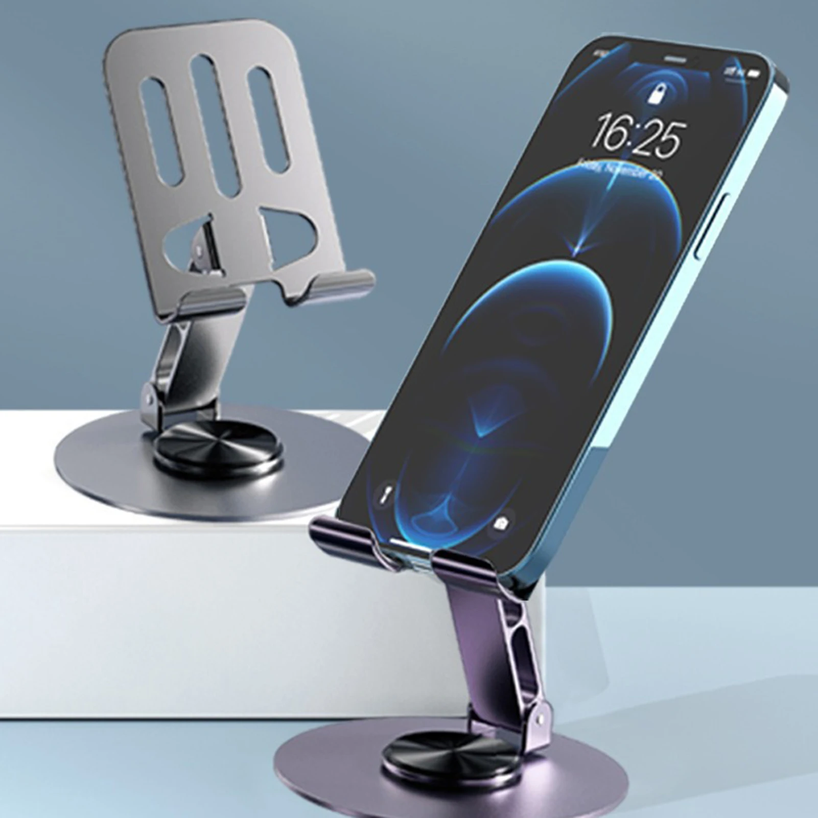 Foldable Desktop Phone Holder Stand Integrated Base Design with Durable Metal Material Suitable for Business Traveling