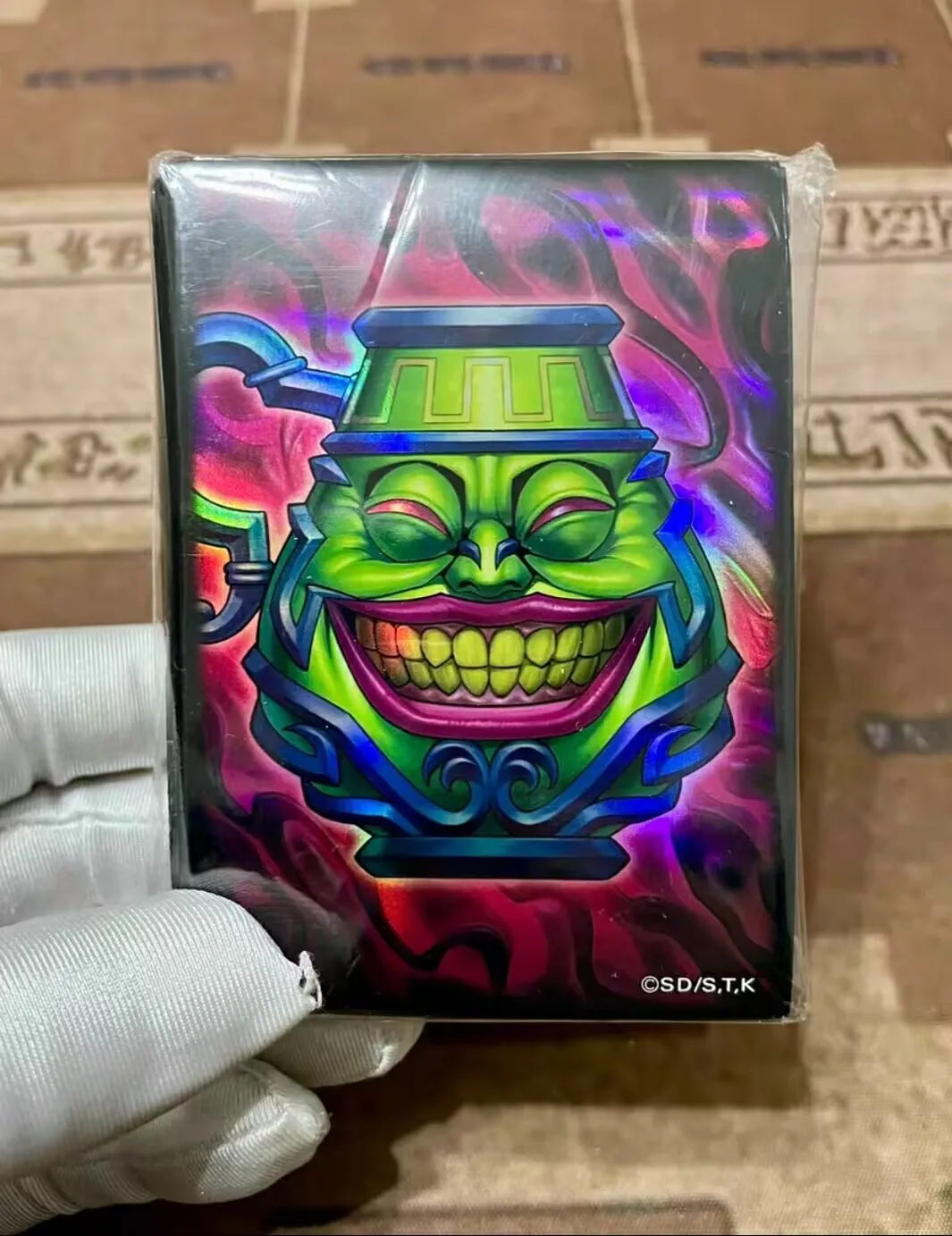 100pcs-yugioh-konami-duel-monsters-pot-of-greed-official-collection-sealed-card-protector-duelist-sleeves
