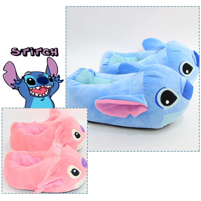 Disney Stitch Plush Slippers Cotton Shoes boys Winter Soft Warm Indoor Home Non-Slip Furry Shoes Girl Cartoon Cotton Slippers