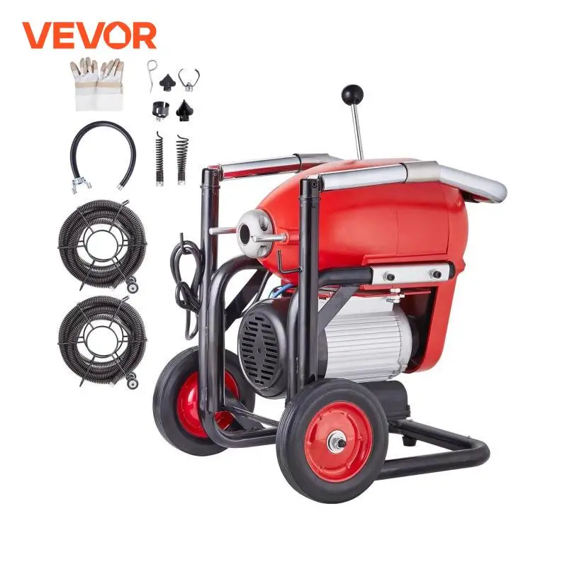 SucceBuy Drain Cleaner Machine 120FT 6/5 Inch 1100W Electric Sewer Snake Auger Manual Feed CW/CCW Control Pipe Cleaning Machine