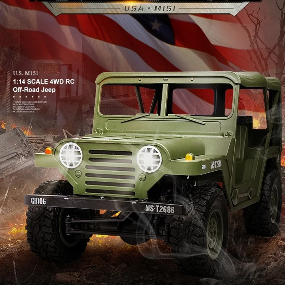 Henglong 1/14 RC Car Electric Off-road Climbing Car Four-wheel Drive Children's Handle Boy American Jeep Rc Crawler Toy Model