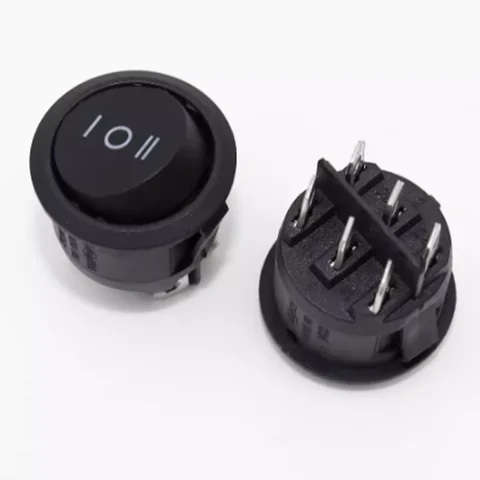 1pcs KCD1 20mm Round Switch 6PIN ON-OFF-ON 3 Position Rocker Switch 10A 125V