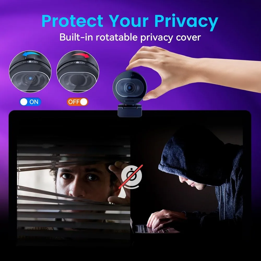4K Webcam for Streaming PDAF Autofocus 1080P 60FPS 2 Noise Reduction Mics Built-in Privacy Cover 73° FOV Streaming Camera
