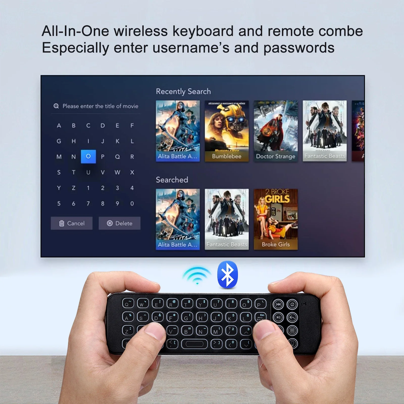 iPazzPort Mini Bluetooth Wireless Companion Keyboard Control for FireStick, Streaming Players, Flip & Grasp Fire TV 30BR Backlit