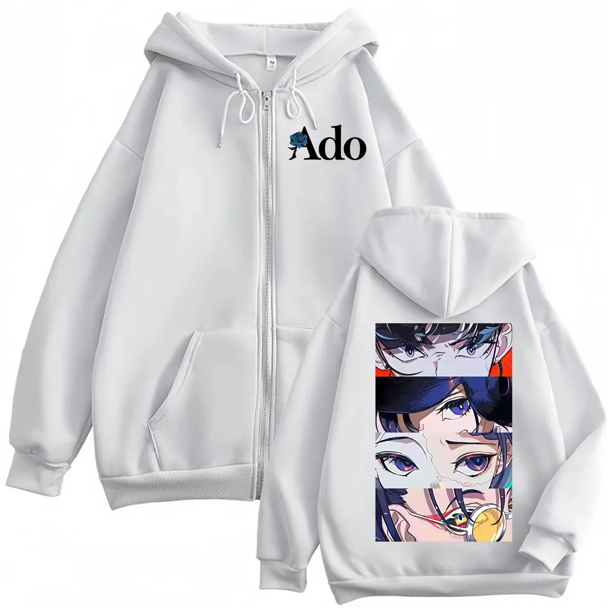 Japanese Pop Singer Ado Graphic Zipper Hoodie Streetwear High Quality Fashion Zip Up Pullovers Men Women Casual Loose Sweatshirt