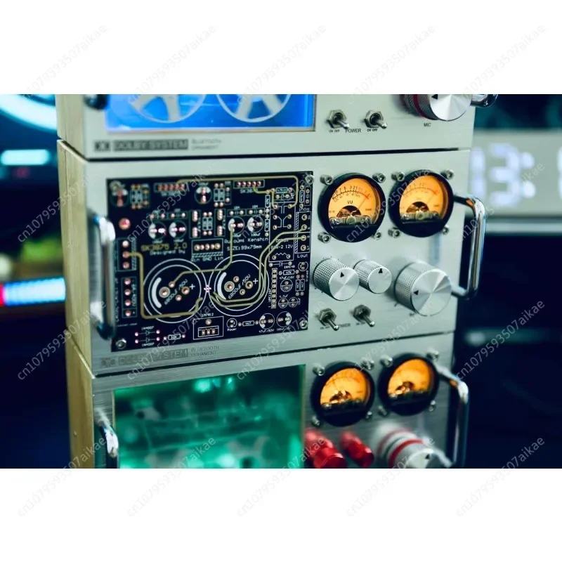 

Audio Vintage Audio Analyzer MIC Pick-up Retro Dual VU Meter Sound Level Display Home Desktop Decor Gift w/APP Control