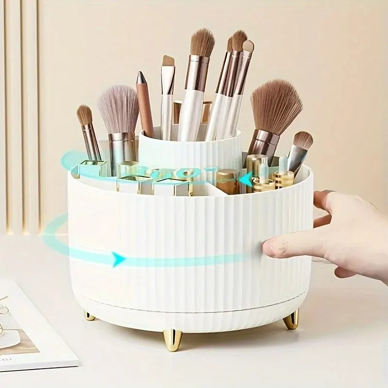 Desktop Lipstick Eye Shadow Pen Container Storage Bucket Makeup Box Storage Box Rotary Dust-proof Makeup Brush Storage Cylinder