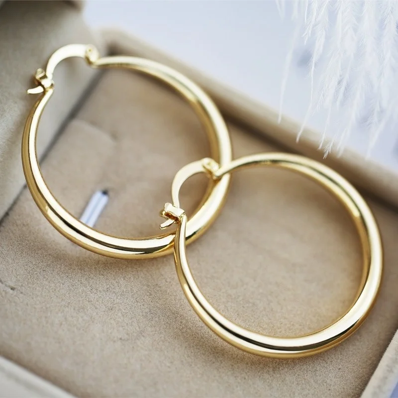 Silver Color Big Circle Round Hoop Earring For Women Unusual Earrings Trend Christmas Jewelry image 4