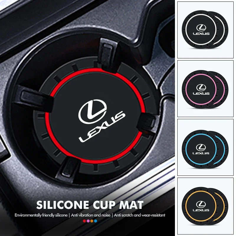 Silicone Coaster Car Cup Mat Non-Slip Waterproof Slot Pads For Lexus GX470 LS400 LX470 LX570 RC350 UX250h ES350 RX450h