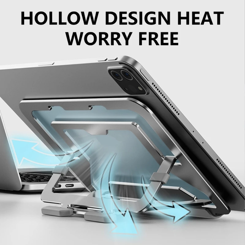 Elevador para computadora portátil, mejora ventilación Soporte plegable con estructura gruesa y base estable