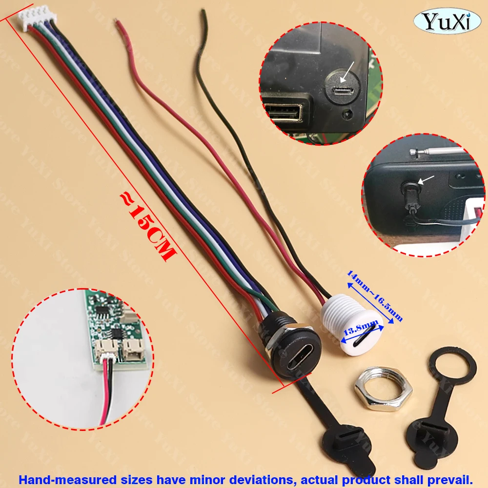 1–20 szt. Wodoodporne złącze USB-C Type-C z nakrętką blokującą, do montażu panelowego, port szybkiego ładowania TPC, gniazdo 2/4/5/6 pinowe PH 2.0 — zdjęcie produktu 5