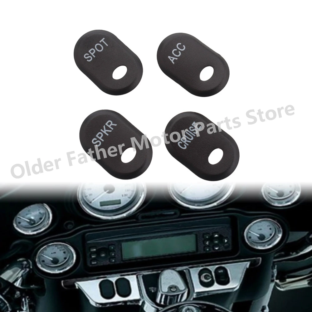 4pcs Black Motorcycle Hand Control Switch Panel Switch Button Covers For Harley Davidson Road Glide Electra Glide FLHT FLTR FLHX