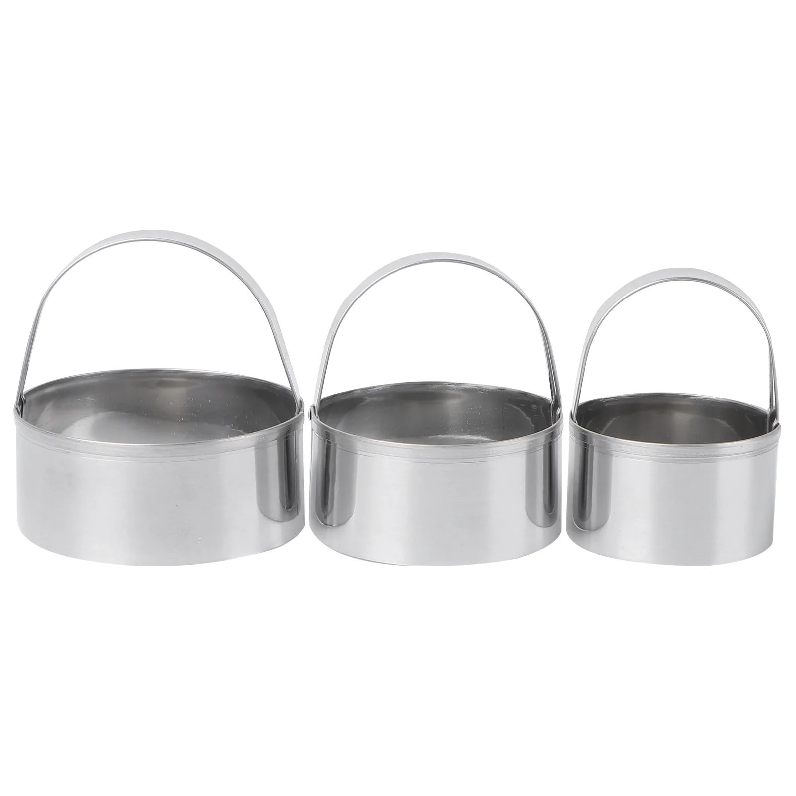 3 Pcs Stainless Steel Cookie Round 3-piece Set (flat Model) Biscuit Cutters Circle Cake Mould Baking Tools Mold