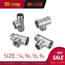 BSPT 304 Stainless Steel Male and Female Threaded Tee Fitting plumbing pipe fittings 3 Way Stainless Steel