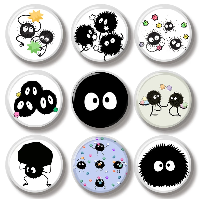 

44MM Cartoon Character Black Coal Ball Cute Susuwatari Pin Soft Button Pin Jewelry Creative Badge Brooch Bag Backpack Decoration