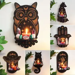 Handicraft Wooden Carving Candle Holder Smooth Animal Crystal Display Stand Strong Wear-resistant Candlestick Pendants