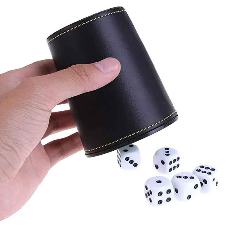 High quality New Leather Trumpet Flannel PU Dice Cup Bar KTV Entertainment Dice Cups With Dices