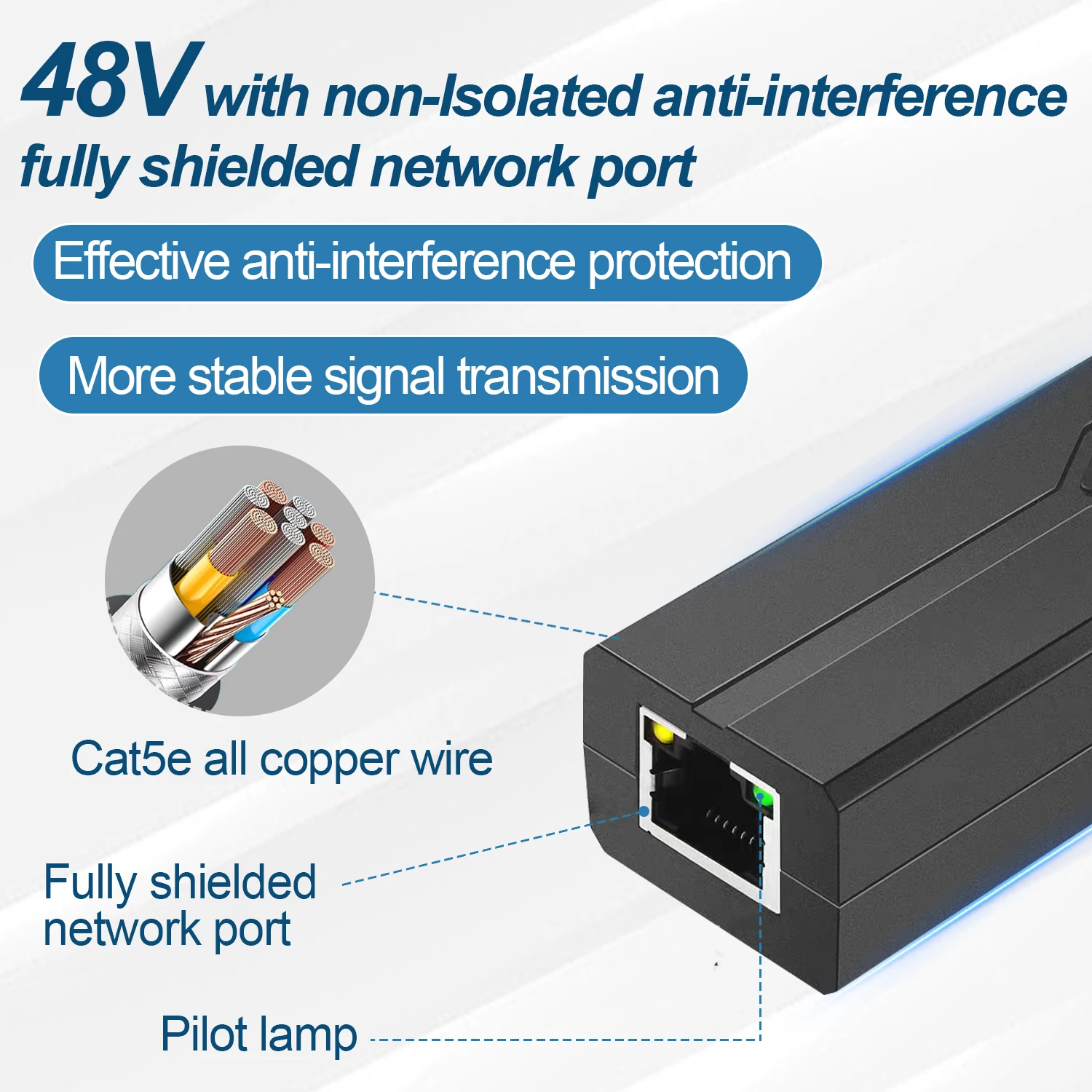 Adapter rozdzielacza POE 48 V do 12 V aktywny kabel rozdzielający DC moduł zasilania wtryskiwacz do kamery IP 100M 1.2A