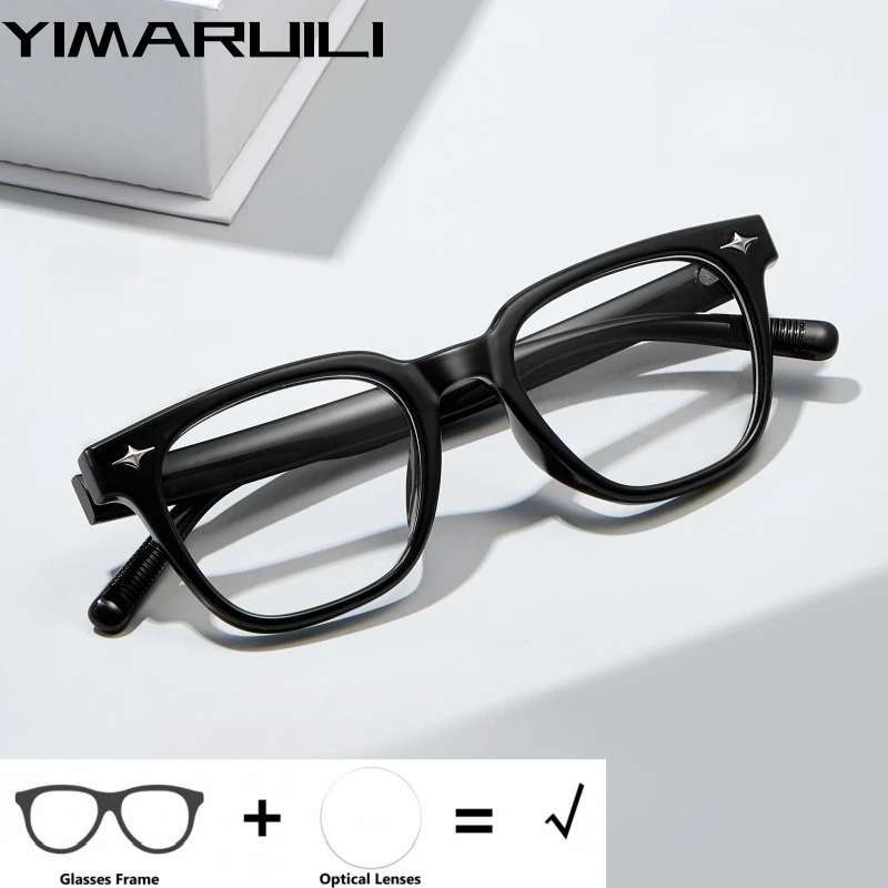 YIMARUILI Fashion Square Optical Prescription Glasses Men and Women Myopia Reading Progressive Blue Light Blocking Eyeglasses JF