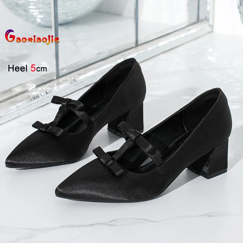 

Женские туфли-лодочки на грубом каблуке, милые женские туфли-лодочки с острым носком и неглубоким носком, маленькие женские туфли в ароматном стиле на каблуке